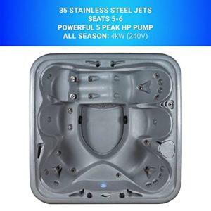 Essential-Hot-Tubs-Waterfront-EX-35-Jet-6-Person-Lounger-Spa-with-Massage-Features-240V-Gray-GraniteCharcoal-Gray-0-0