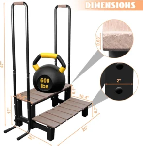 Hot Tub Ladder Above Ground,Pool Hot Tub Steps Wood with 2 Handrails and Anti-Skid Pads,600 LB Load Capacity Pool Stairs Pool Steps for Travel Trailers, Spa, Camper, 5th Wheels (2 Step, 2 Handle)