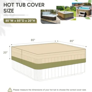 COWVIE Square Hot Tub Cover for Spa and Inflatable Hot Tub, 600D Waterproof Oxford Cover Replacement with Storage and Zipper, 2.1W x 2.1D x 0.5H Metres