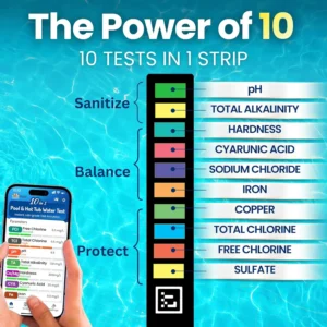 10-in-1 Pool & Spa Water Test Kit with App, Hot Tub, Saltwater, Chlorine, Alkalinity, Hardness, pH, Nitrate, Sulfate, Digital Water Quality Testing Strips