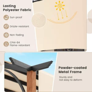 Tangkula 10x12Ft Pergola, Arched Patio Pergola with Retractable Sun Shade Canopy, Extra Large Patio Shelter Pavilion, Outdoor Pergola for Deck, Porch, Garden, Yard (Beige)