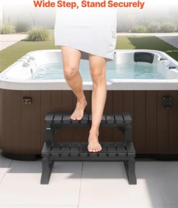 VEVOR Hot Tub Steps, 2-Step Spa Outdoor Stairs, Heavy Duty 23.6 inch Wide PP Above-Ground/Inflatable Pool Ladder with 320 lbs Weight Capacity, Multi-Use for Porch, Patio, Deck, Campers, Black