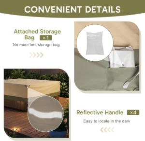 COWVIE Square Hot Tub Cover for Spa and Inflatable Hot Tub, 600D Waterproof Oxford Cover Replacement with Storage and Zipper, 2.1W x 2.1D x 0.5H Metres