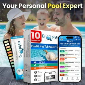 10-in-1 Pool & Spa Water Test Kit with App, Hot Tub, Saltwater, Chlorine, Alkalinity, Hardness, pH, Nitrate, Sulfate, Digital Water Quality Testing Strips