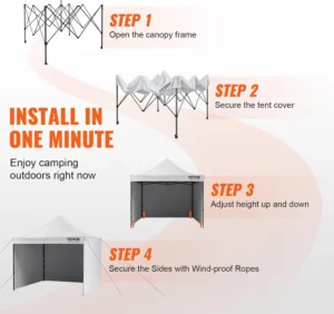 VEVOR 10x10 FT Pop up Canopy with Removable Sidewalls, Instant Canopies Portable Gazebo & Wheeled Bag, UV Resistant Waterproof, Enclosed Canopy Tent for Outdoor Events, Patio, Backyard, Party, Camping