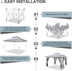 COBIZI 12x12 Pop up Gazebo on Clearance with Mosquito Netting,carpas para Patio Deals,Outdoor Canopy Tent with Portable Carrying Bag, Patio Gazebo for Garden Backyard, Lawn & Beach,Grey