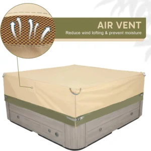 COWVIE Square Hot Tub Cover for Spa and Inflatable Hot Tub, 600D Waterproof Oxford Cover Replacement with Storage and Zipper, 2.1W x 2.1D x 0.5H Metres