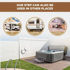 SET SunSolar Energy Technologies- Outdoor and Indoor Spa Steps - Durable Hot Tub Stairs for Easy Access - Universal Side Step - Brown