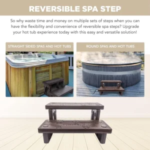 SET SunSolar Energy Technologies- Outdoor and Indoor Spa Steps - Durable Hot Tub Stairs for Easy Access - Universal Side Step - Brown