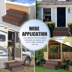 Hot Tub Steps, Outdoor Spa Steps with Storage, Non-Slip & Sturdy Hot Tub Stairs, 36 Inches Long, Coffee/Grey