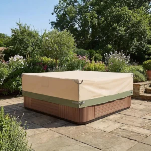 COWVIE Square Hot Tub Cover for Spa and Inflatable Hot Tub, 600D Waterproof Oxford Cover Replacement with Storage and Zipper, 2.1W x 2.1D x 0.5H Metres