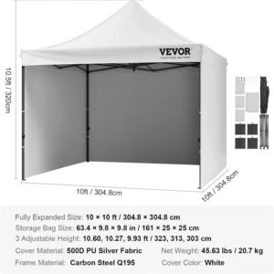 VEVOR 10x10 FT Pop up Canopy with Removable Sidewalls, Instant Canopies Portable Gazebo & Wheeled Bag, UV Resistant Waterproof, Enclosed Canopy Tent for Outdoor Events, Patio, Backyard, Party, Camping