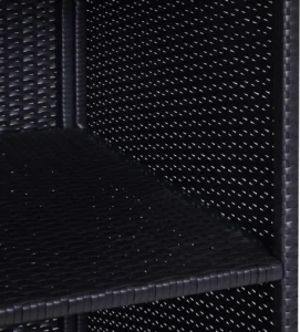 Outsunny Outdoor Storage Cabinet, Patio Storage Box Rack Rattan Wicker Pool Towel Valet Organizer Poolside Garden Lawn Bathroom Furniture Shelf w/Shelf Drawer, Dark Brown