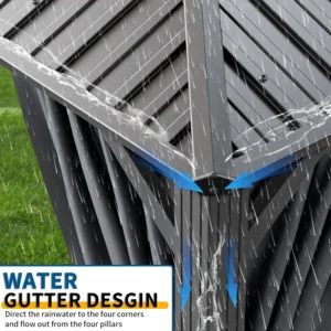 HOTEEL 10x12 Hardtop Gazebo with Heavy Duty Galvanized Steel Double Roof, Aluminum Frame, Flame-Resistant Curtains and Netting, Outdoor Permanent Pavillon for Backyard, Black (2025 Upgraded)