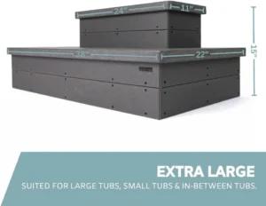 Heavy Duty Hot Tub Steps with Storage - Waterproof, Non-Slip & No Maintenance - Large 700LBS Load Capacity - Multi Angle Access - Ideal for Spa Steps, Hot Tub Stairs - Gray Spa Step for Outdoor