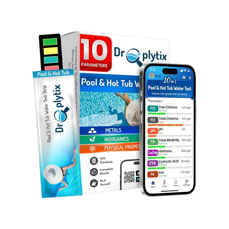 10-in-1 Pool & Spa Water Test Kit with App, Hot Tub, Saltwater, Chlorine, Alkalinity, Hardness, pH, Nitrate, Sulfate, Digital Water Quality Testing Strips