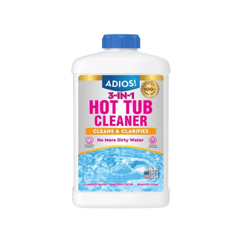 Adios! 3-in-1 Hot Tub Cleaner Clarifies Water, Prevents Scum, Removes Foam and Stops Odors - 32oz (Quart)