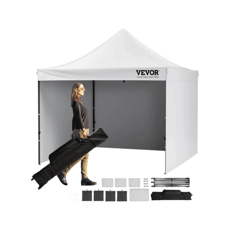 VEVOR 10x10 FT Pop up Canopy with Removable Sidewalls, Instant Canopies Portable Gazebo & Wheeled Bag, UV Resistant Waterproof, Enclosed Canopy Tent for Outdoor Events, Patio, Backyard, Party, Camping