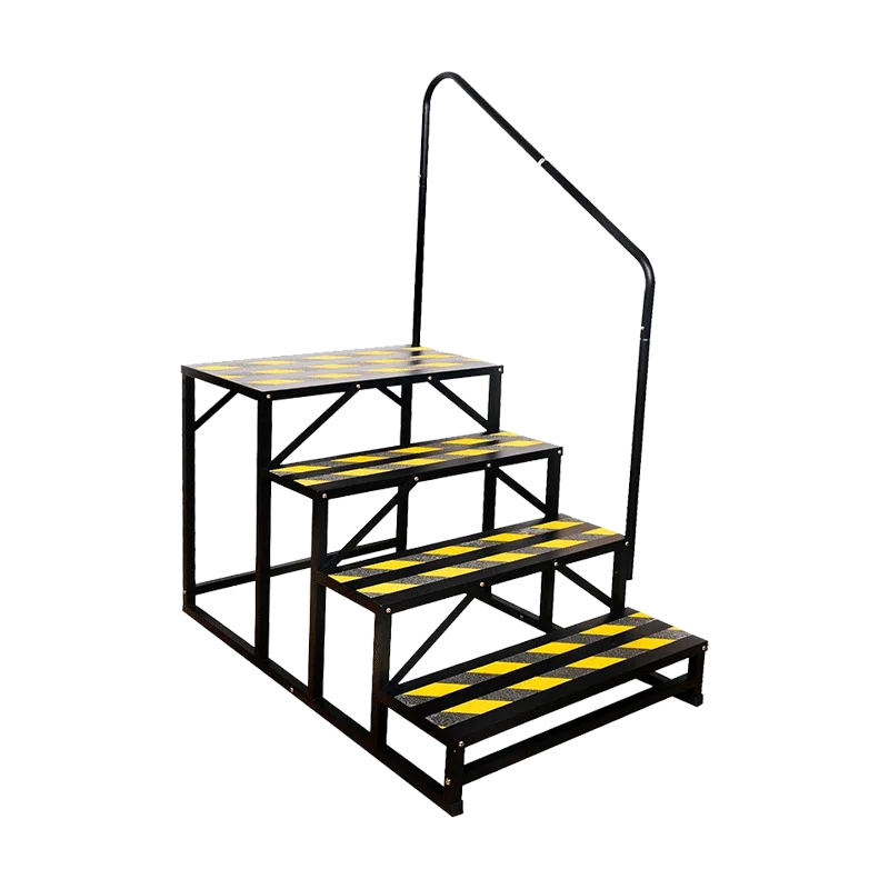 RV Steps with Handrail, 4 Steps Ladder Hot Tub Steps with Handrail, Portable Stairs Steps for 5th Wheel RV, Mobile Home Stairs Outdoor RV Step
