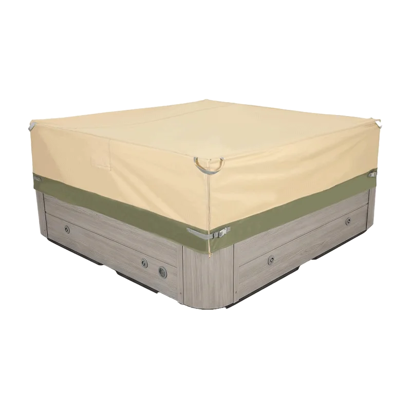 COWVIE Square Hot Tub Cover for Spa and Inflatable Hot Tub, 600D Waterproof Oxford Cover Replacement with Storage and Zipper, 2.1W x 2.1D x 0.5H Metres